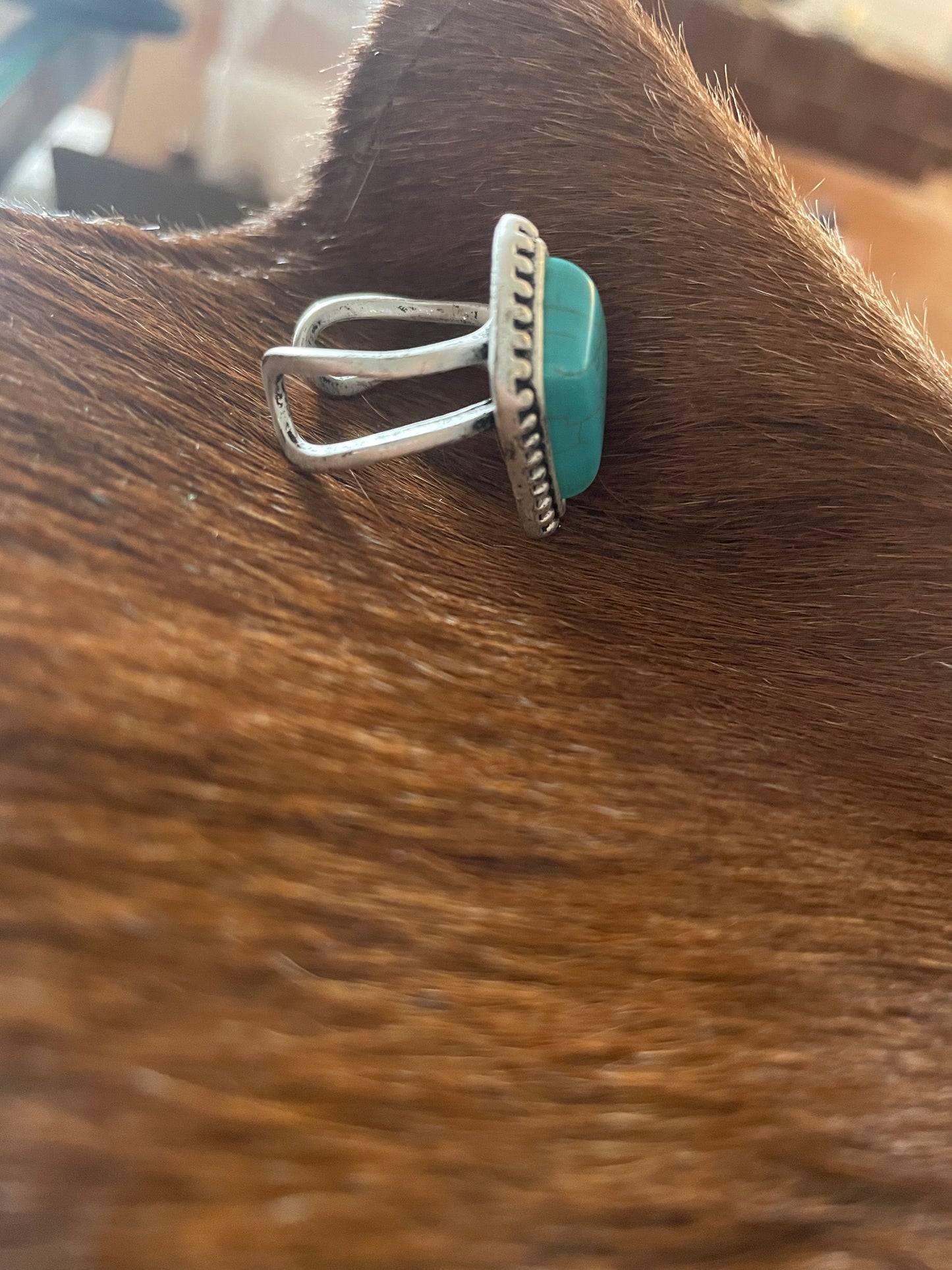 Turquoise Diamond Adjustable Ring
