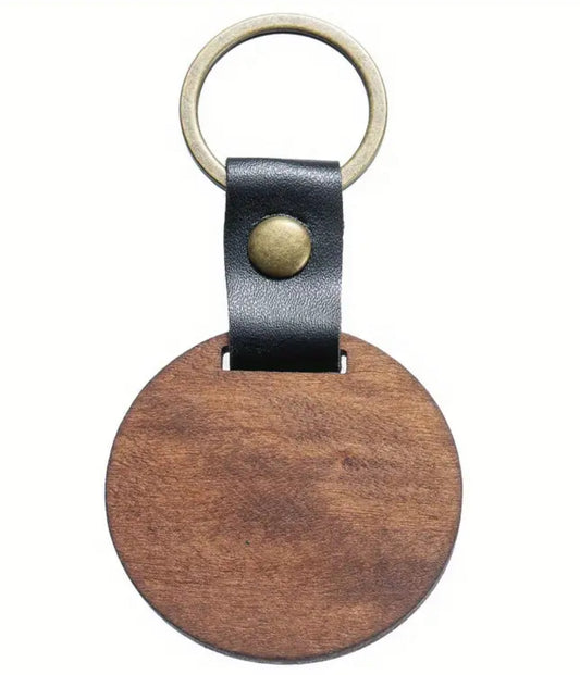Leather Wooden Keychain
