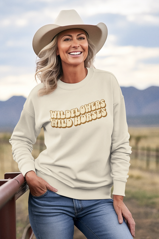 Wildflowers Wild Horses Western Crewneck