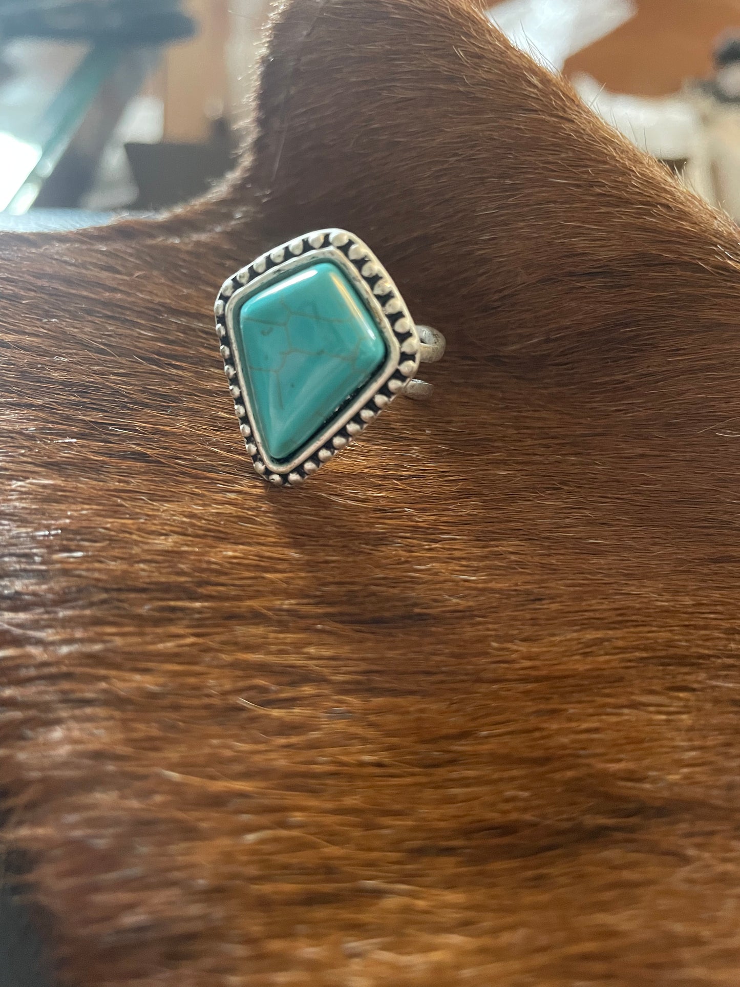 Turquoise Diamond Adjustable Ring