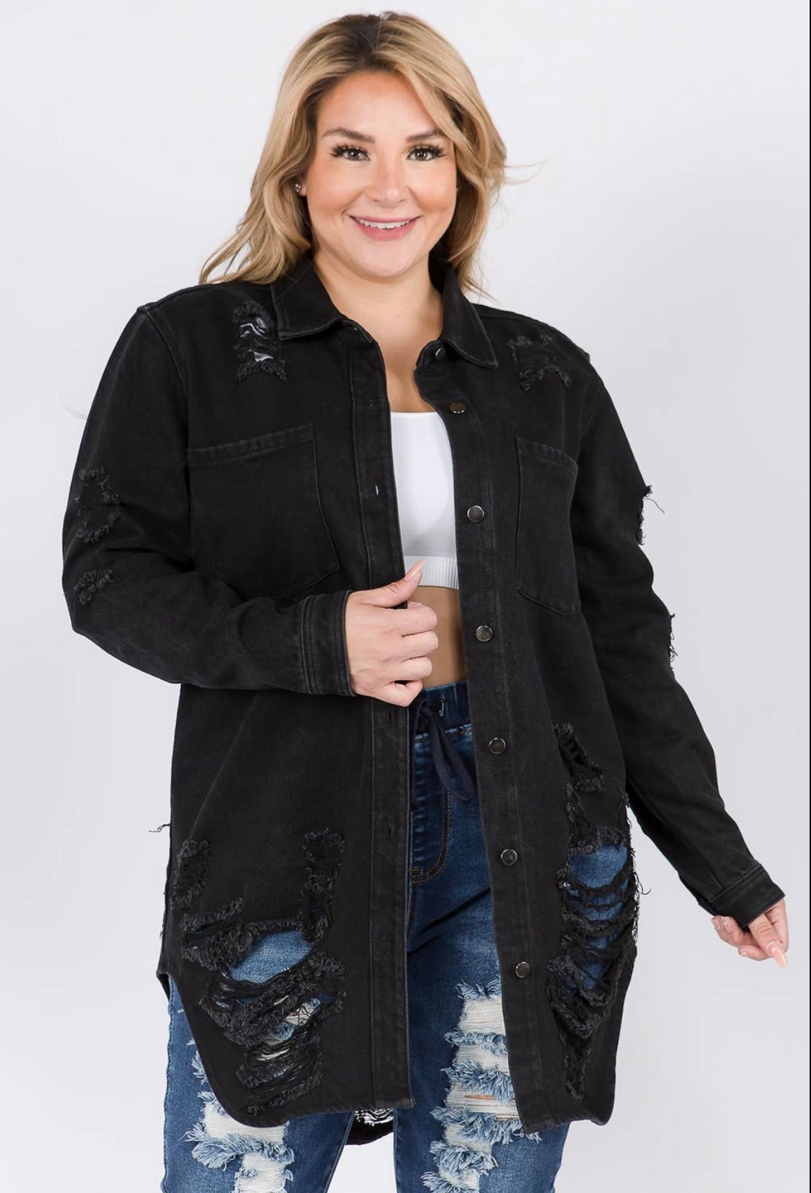 Plus size black jean 2024 jacket